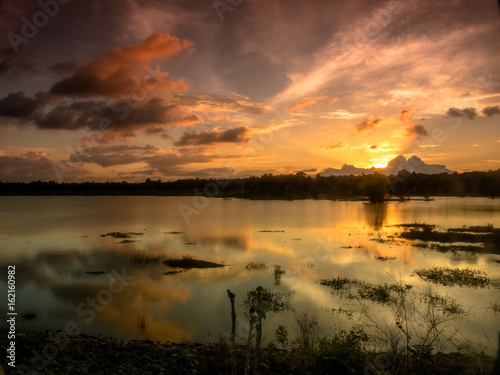 colorful and nice twilight over the lagoon