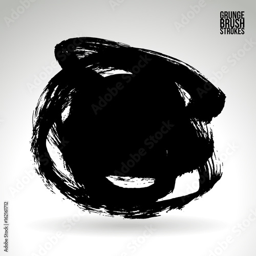 Black brush stroke and texture. Grunge vector abstract hand - painted element. Underline and border design.