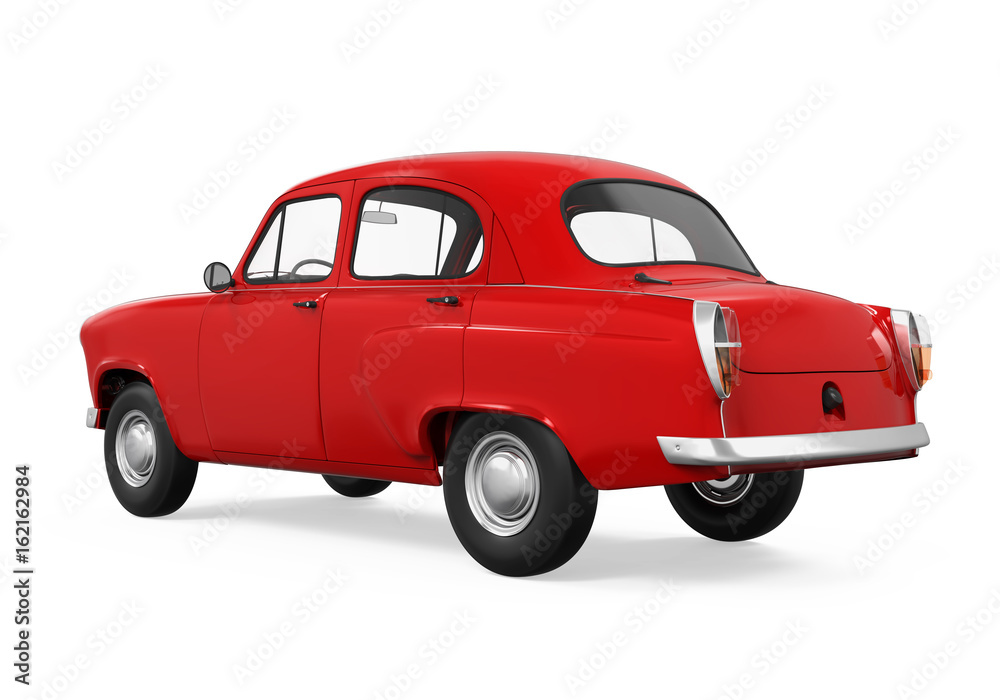 Red Retro Car Isolated