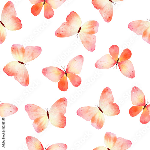 Watercolor seamless pattern with butterflies