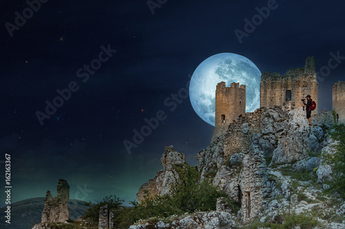 View Of Rocca Calascio By Night