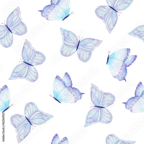 Watercolor hand drawn butterflies pattern