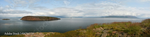 Panorama. Islands in the North lake.