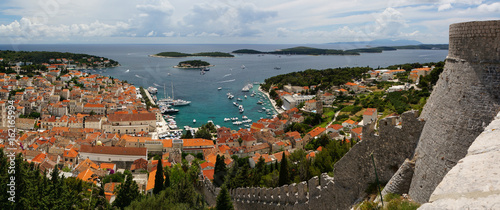 Panorama of Hvar Town & Paklinski Islands seen from Hvar's Citadel, Croatia