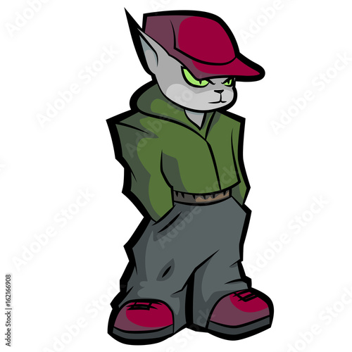 Gangster cat cartoon vector