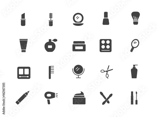 Cosmetics silhouettes icons set