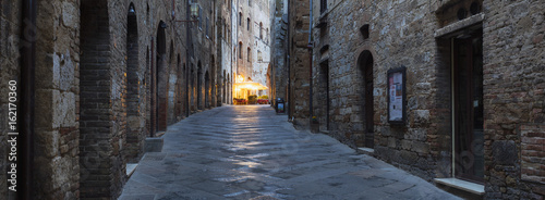 last night lights on the street in Tuscany city in Italy