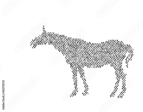Black silhouette of a horse. White background.