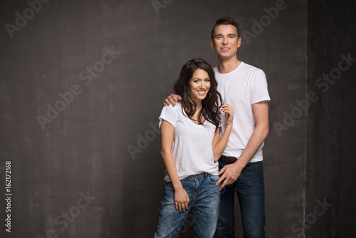 Happy casual couple in jeans