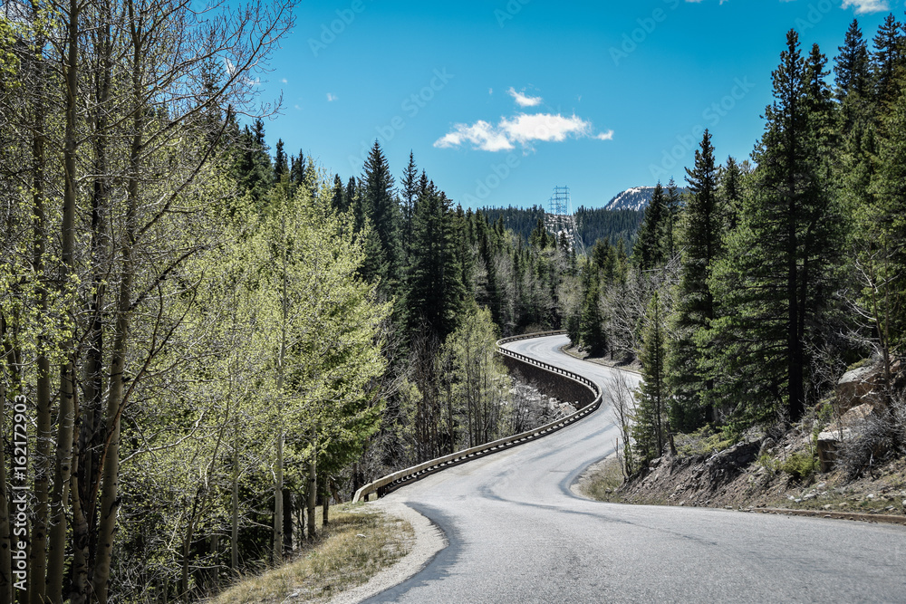 The windy road through the colorado mountains. The windy road through the colorado mountains.