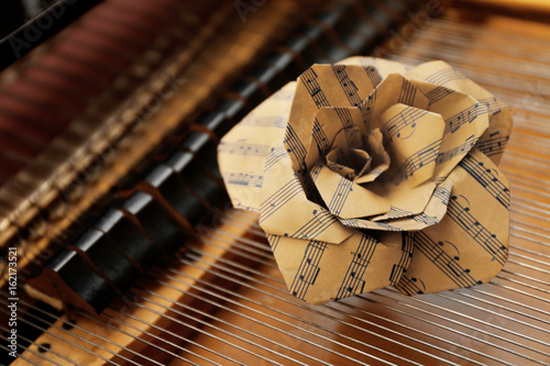 Rose made of music notes in...