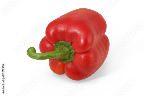 Red bell peper in horizontal position on white background