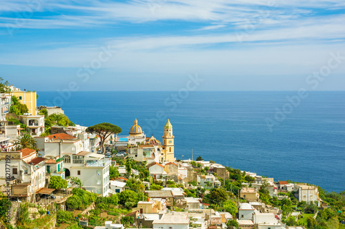 View of the town of Praiano in Amalfi Coast, Italy