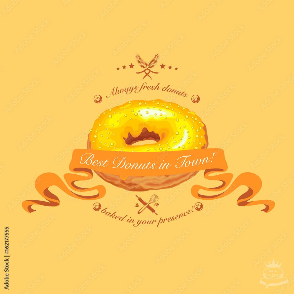 Logo with colorful donut image. Suitable for cafe, donut store or shop