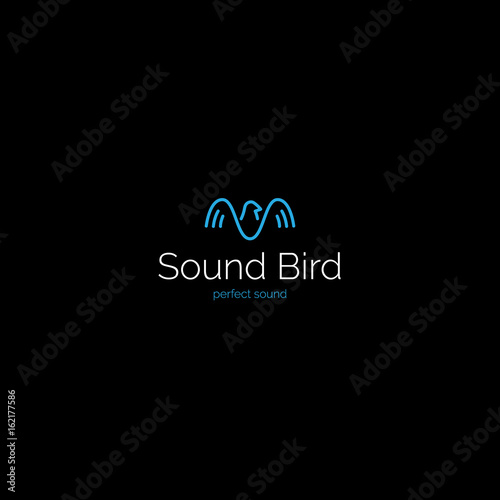 Creative minimalistic sound wave bird logo