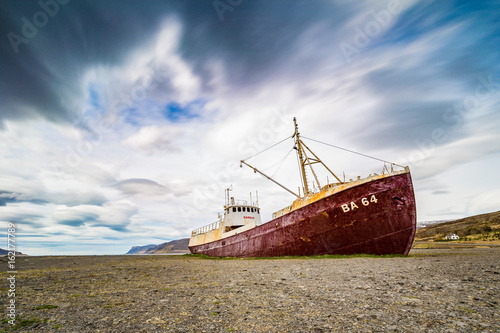 Gardar BA 64 ship wreck in Patrekfjordur, Westfjords, Iceland © beketoff