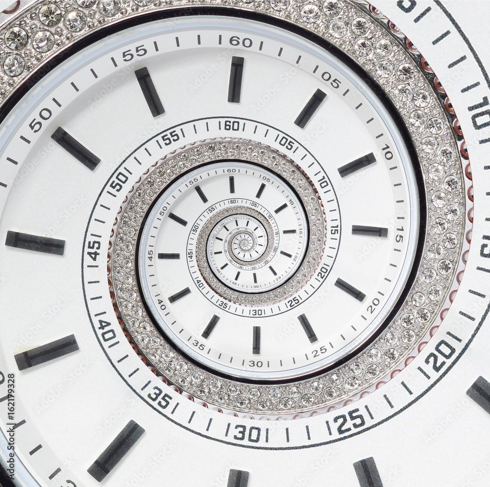 Futuristic modern white clock watch abstract fractal surreal spiral. Watch clock unusual abstract texture pattern fractal background. Modern stylish abstract fractal spiral clock watch helix Futuristic modern white clock watch abstract fractal surreal spiral. Watch clock unusual abstract texture pattern fractal background. Modern stylish abstract fractal spiral clock watch helix