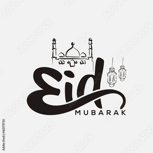 isolated creative text of eid mubarak with black color
