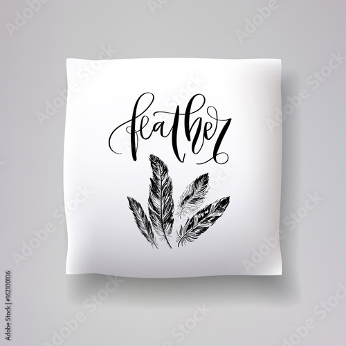 Realistic 3d throw pillow models with lettering print. Apartment interior design elements. Vector cushions collection.