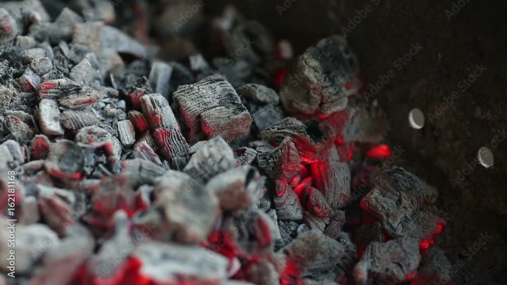 Burning coals, Glowing Charcoal Background