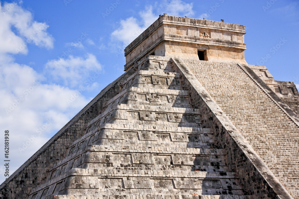 Kukulcan pyramid detail in Chichenitza, Yucatan