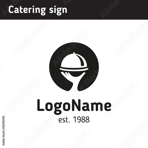Sign hand with tray, for event service area