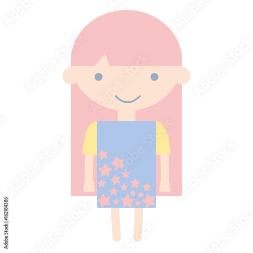 tender girl child with pijama and hairstyle
