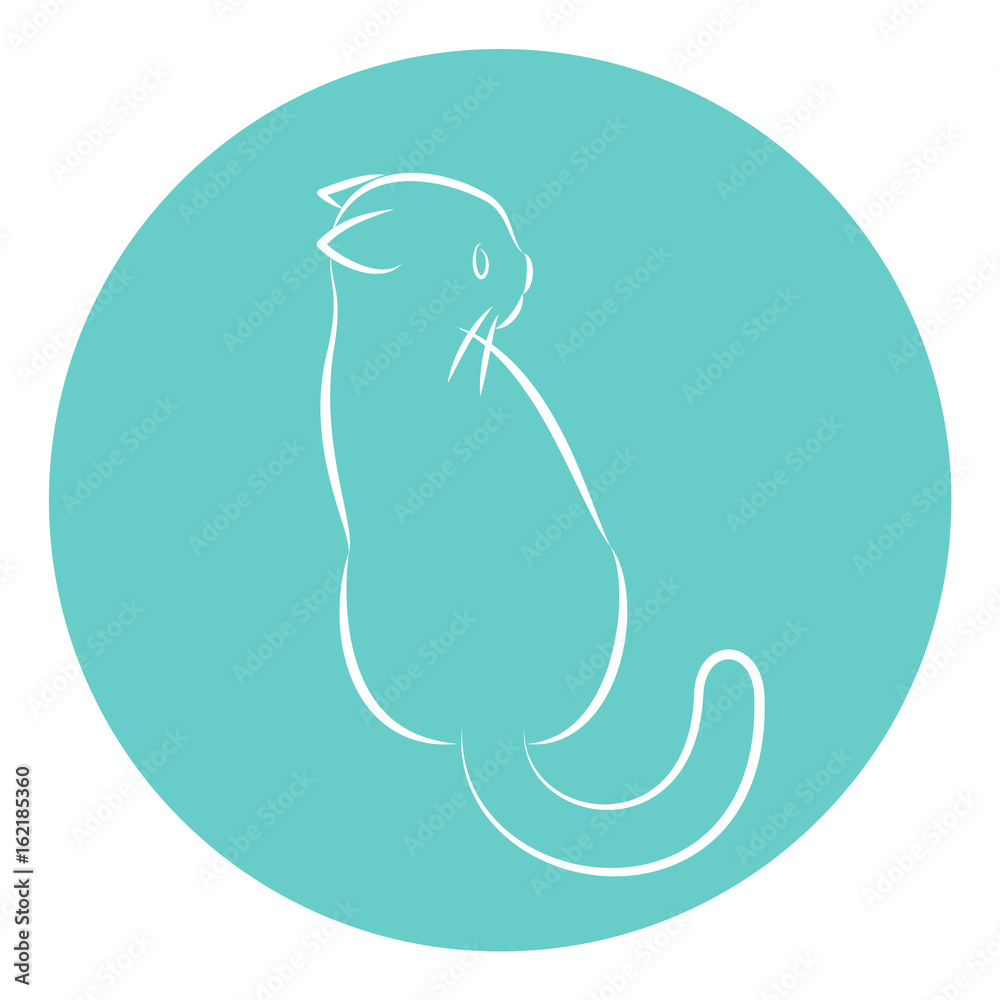 Line Art Vector Illustration of A House Cat. Drawing. Rear View. Line Art Vector Illustration of A House Cat. Drawing. Rear View.