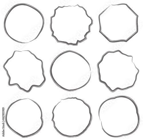 line cercle of text box set - brush draw vector set