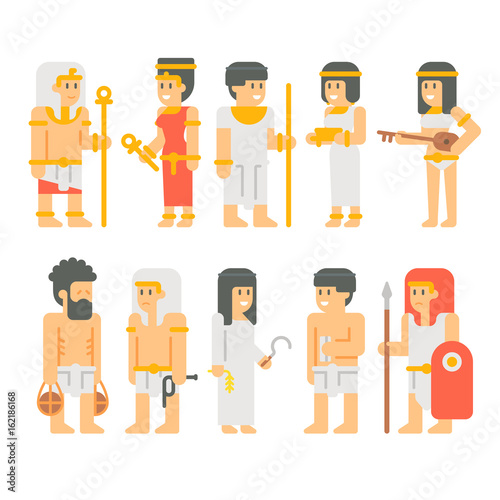 Ancient egyptian people set cartoon design