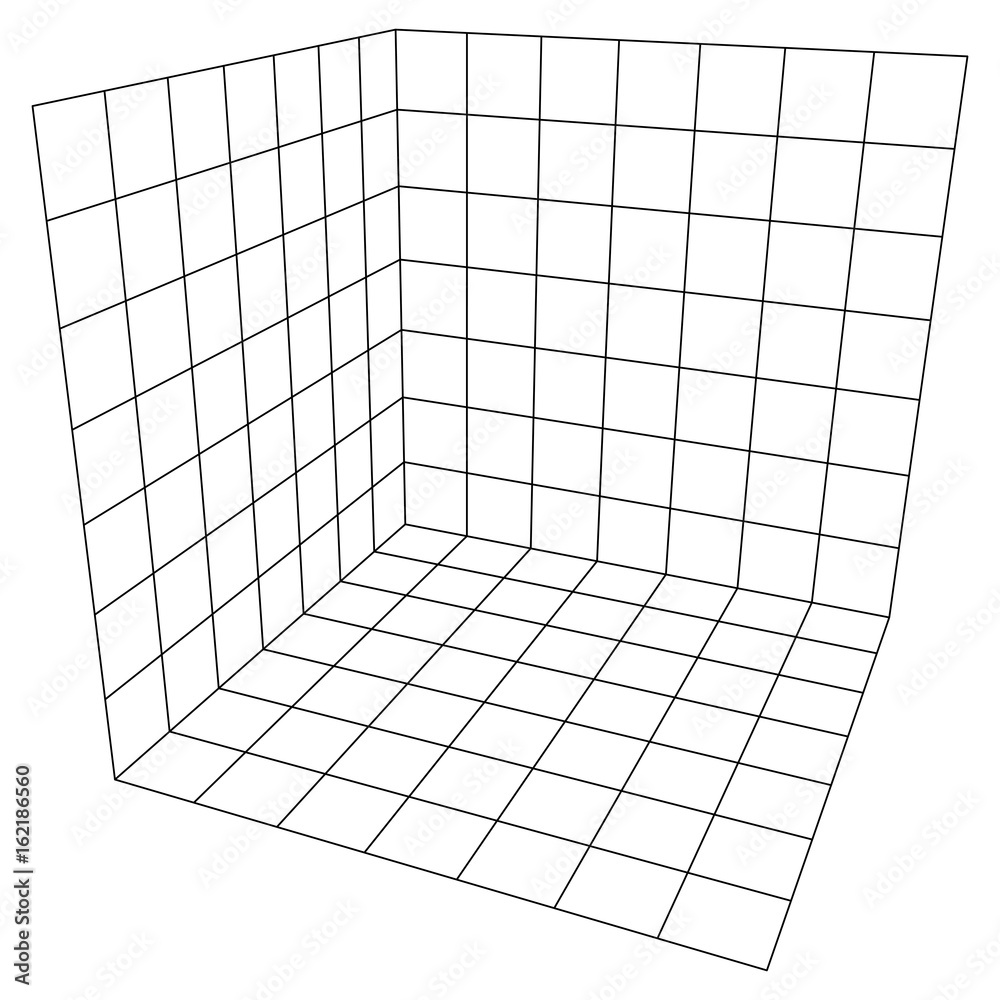 Wireframe Mesh Cube Plane Axis. Three dimensions. Connection Structure.  Digital Data Visualization Concept. Vector Illustration. Stock Vector |  Adobe Stock