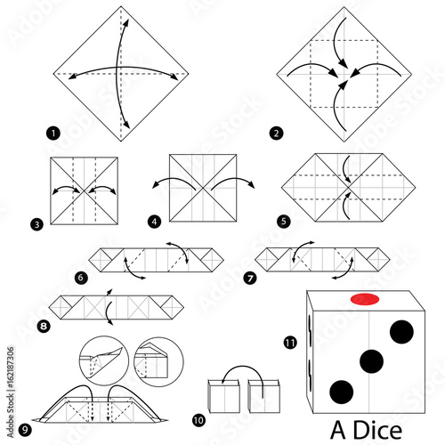 step by step instructions how to make origami A Dice