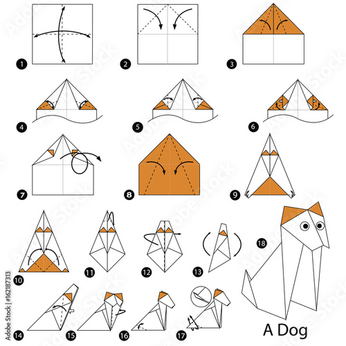 step by step instructions how to make origami A Dog