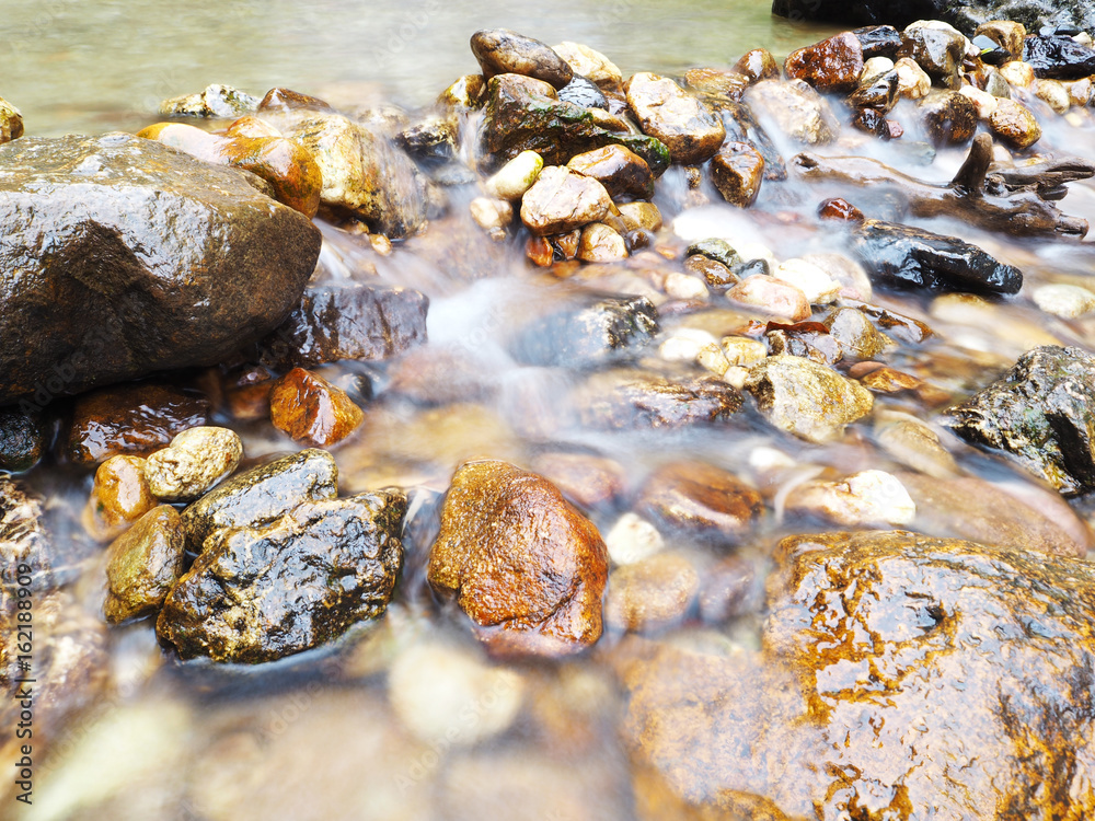 Close up water flowing over rocks Close up water flowing over rocks