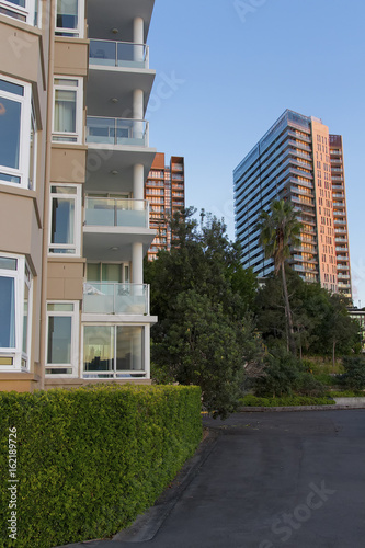 Apartment buildings at Pyrmont in Sydney, Australia. Apartment blocks Sydney, Australia