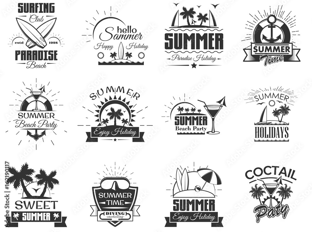 Φωτογραφία Vector set of summer season labels in vintage style