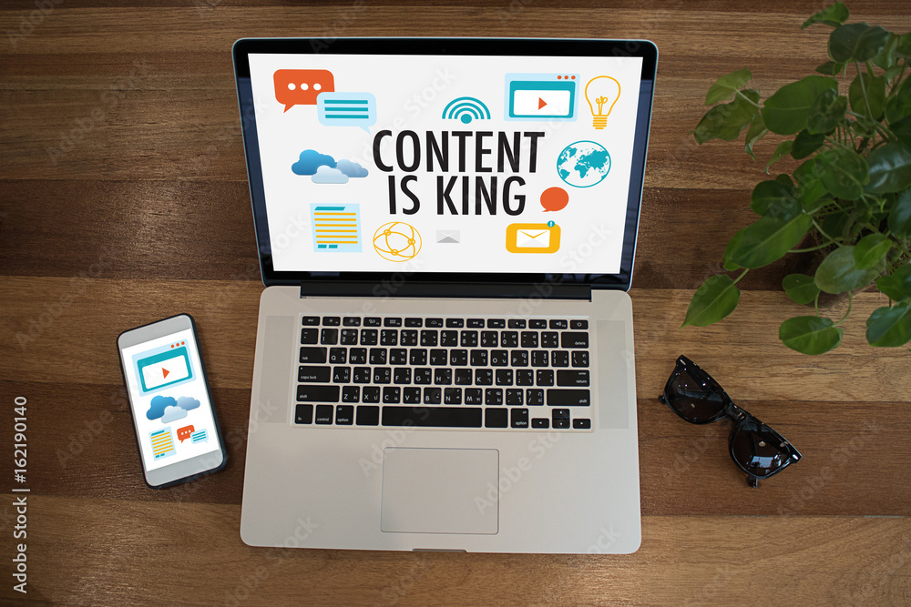 CONTENT IS KING seo search engine optimization and content marketing concept CONTENT IS KING seo search engine optimization and content marketing concept