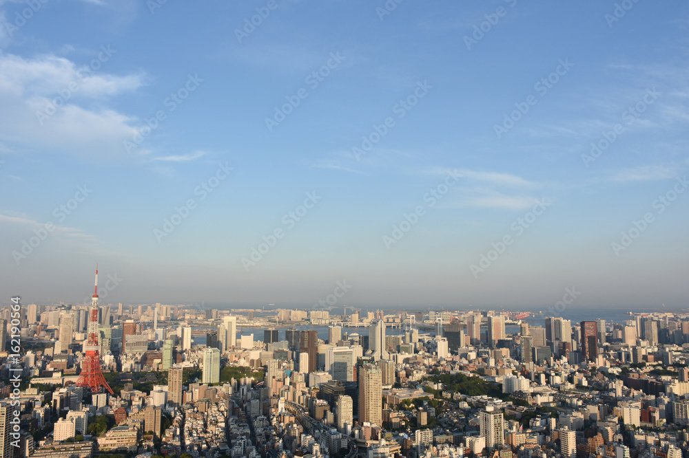 青空と雲とビル群（港区や江東区方面を望む）