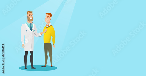 Doctor listening to chest of patient.