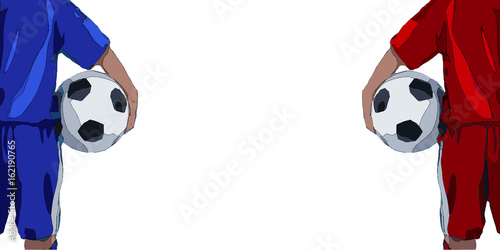 Back view of youth soccer player in uniform. Vector illustration. EPS10.