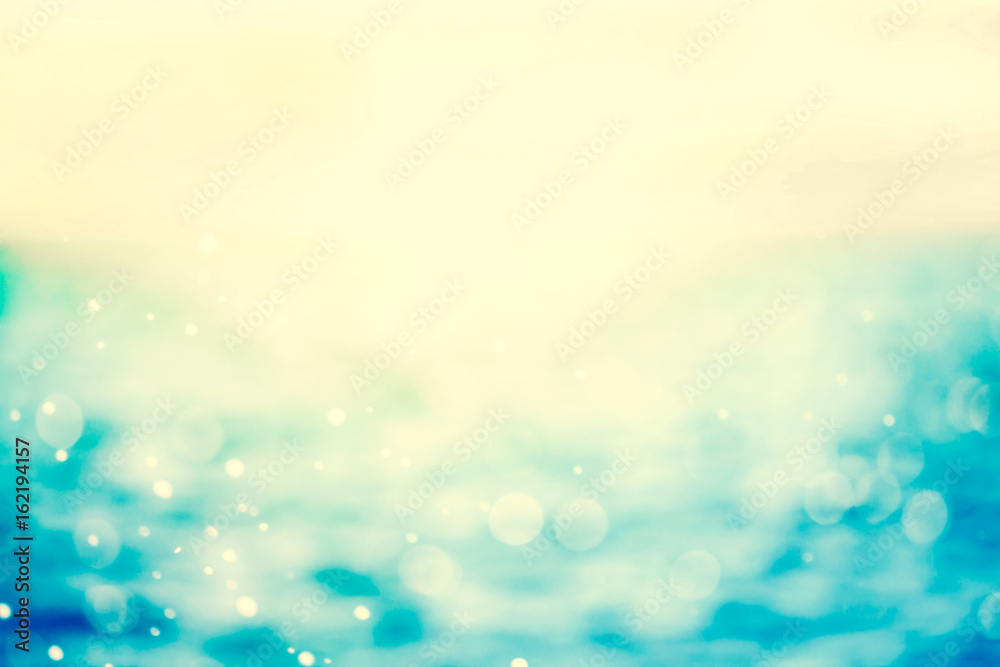 retro color tone of  Blur beautiful shiny sparkling  tropical blue sea beach , the fresh summer background .