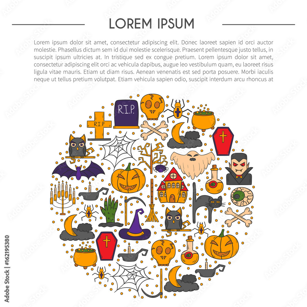 Fototapeta premium Vector cartoon hand drawn Halloween background