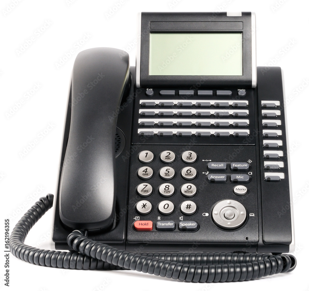 Digital telephone set over white Digital telephone set over white