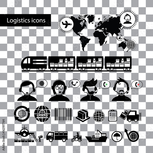 logistics export icon set