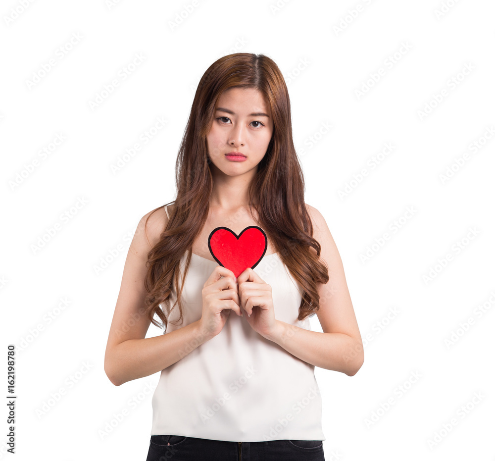 Asia beautiful women with heart icon white background Asia beautiful women with heart icon white background