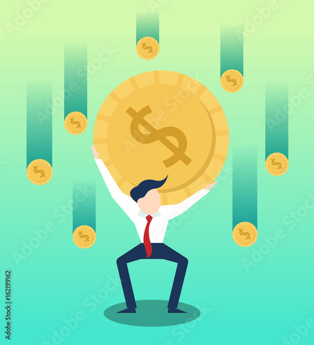 Carrying money businessman  with business growth illustration