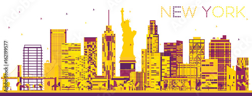 Abstract New York Skyline with Color Buildings.