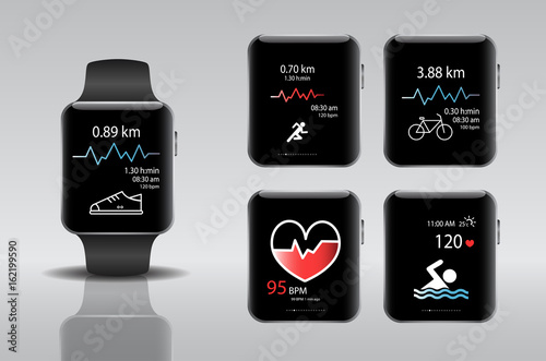 Smart electronic intelligence watch.Vector illustration
