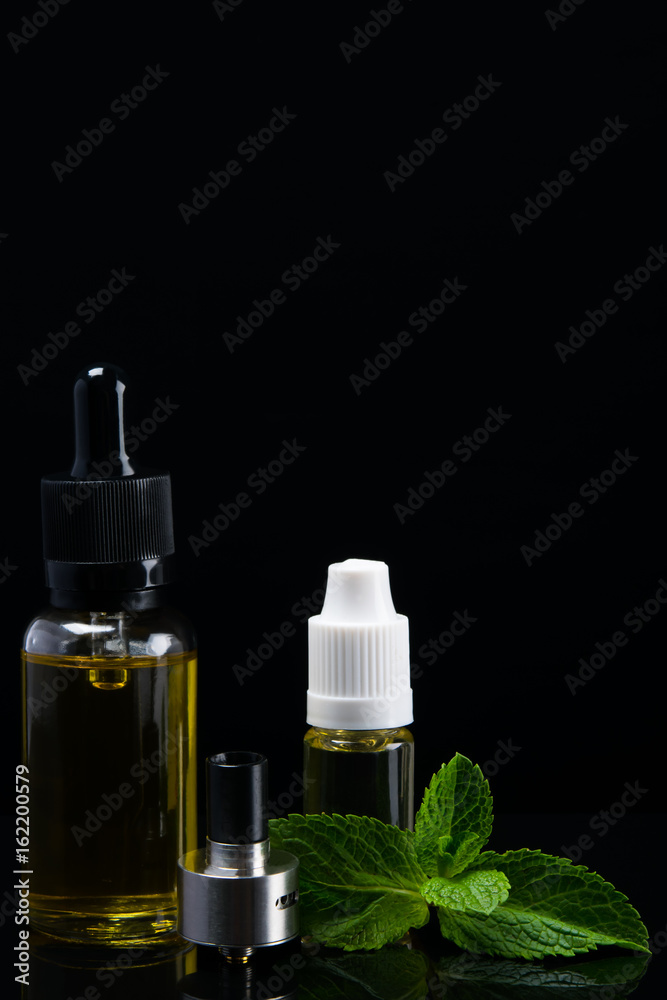 Black background for aromatic liquids, there is a place for the inscription