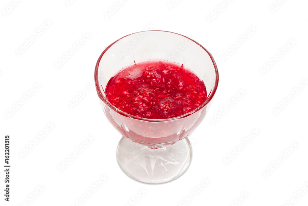Raspberry jam in the glass dessert bowl Raspberry jam in the glass dessert bowl